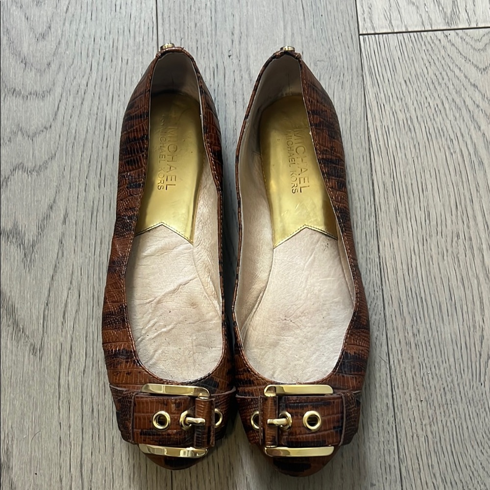Michael Kors Brown Buckle Flats